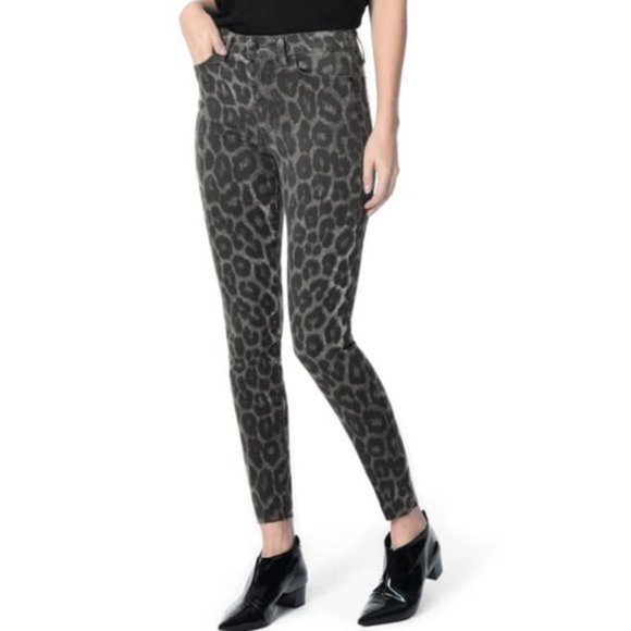 New Joe's Jeans Leopard Print High Rise Raw Hem Skinny Ankle Jeans Grey Size 24 - Picture 2 of 16